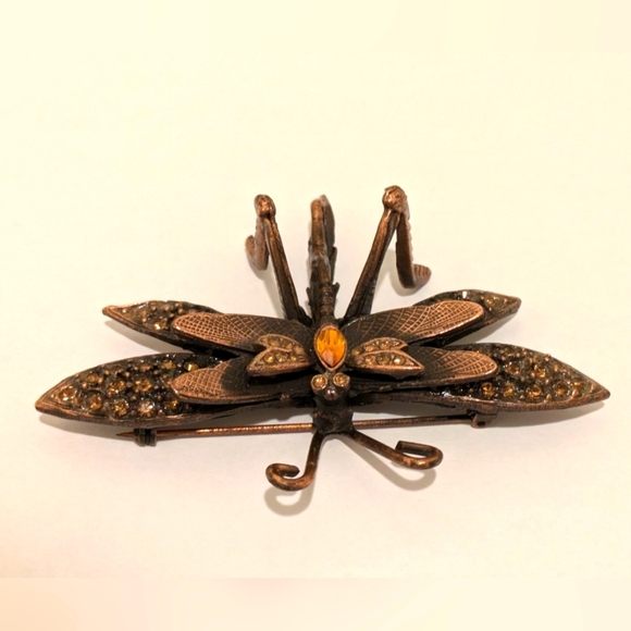 Stunning Handmade D. Pollak Dragonfly Copper Plated Dragonfly Brooch - Picture 5 of 7